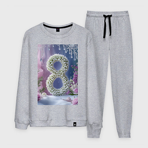 Мужской костюм Ландыши к 8 марта на снегу / Меланж – фото 1