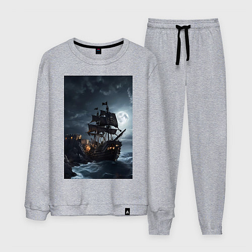 Мужской костюм Пиратский корабль в шторм / Меланж – фото 1