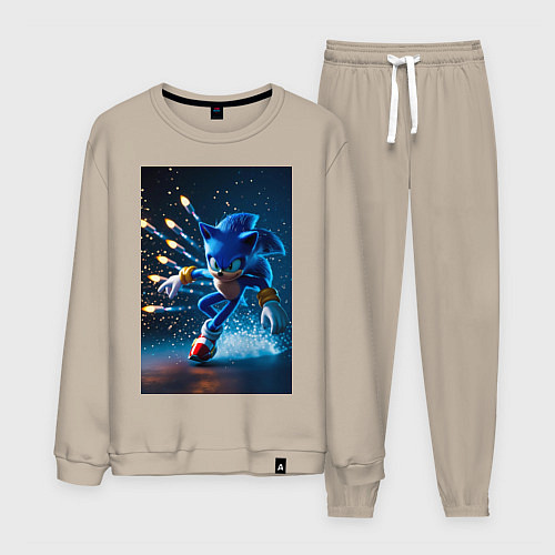 Мужской костюм Соник убегает от ракет / Миндальный – фото 1