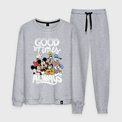 Костюм хлопковый мужской Дональд Дак и Микки Маус, цвет: меланж