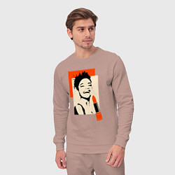 Костюм хлопковый мужской Девушка с помадой в стиле поп-арт, цвет: пыльно-розовый — фото 2