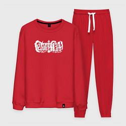 Костюм хлопковый мужской Сектор газа белый логотип, цвет: красный