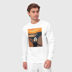 Костюм хлопковый мужской Крик картина мунка, цвет: белый — фото 2