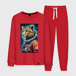 Костюм хлопковый мужской Леопард бравый космонавт - нейроарт, цвет: красный