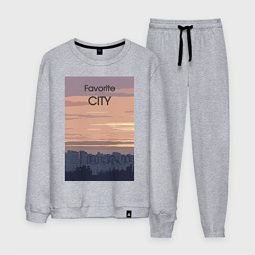 Мужской костюм Favorite city с городским пейзажем / Меланж – фото 1