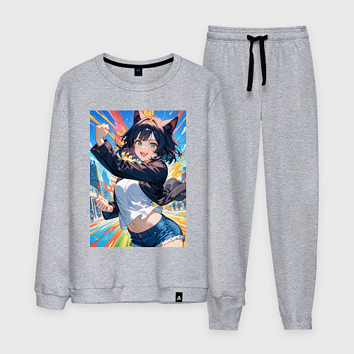 Мужской костюм Позитивная лисичка поднимающая настроение / Меланж – фото 1