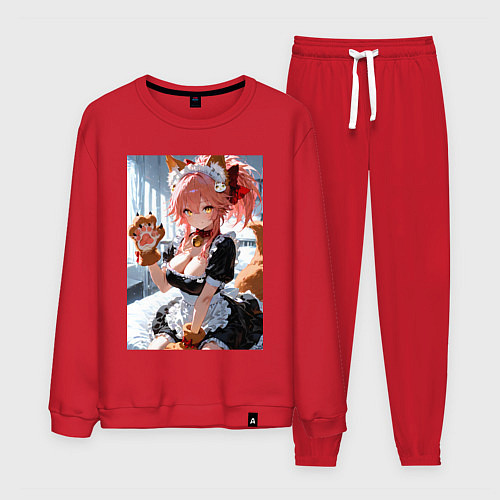 Мужской костюм Фейт Тамамо в костюме горничной с мягкими лапами / Красный – фото 1