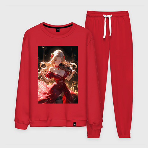 Мужской костюм Девушка в вечернем платье играет на скрипке / Красный – фото 1