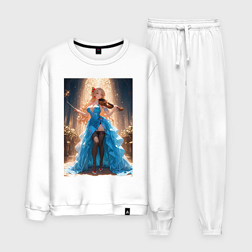 Мужской костюм Девушка в вечернем платье играет на скрипке / Белый – фото 1