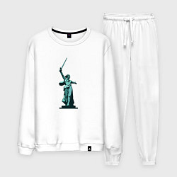 Костюм хлопковый мужской Родина мать победа, цвет: белый