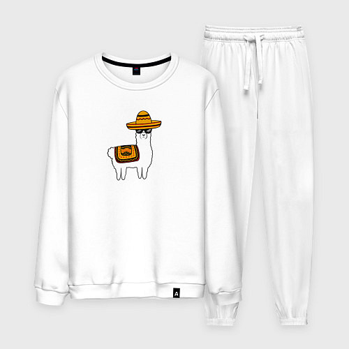 Мужской костюм Лама в Сомбреро мексиканская / Белый – фото 1