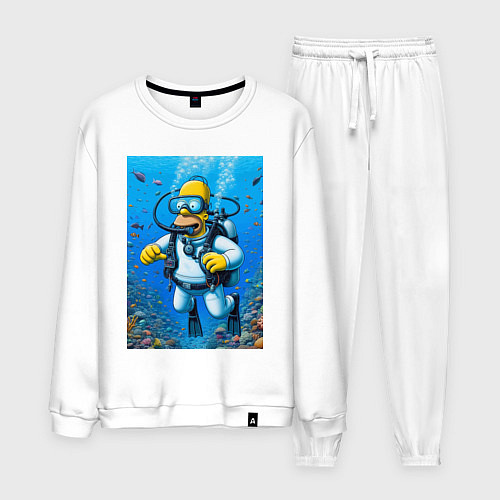 Мужской костюм Homer diving - ai art fantasy / Белый – фото 1