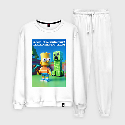 Мужской костюм Bart and Creeper - collaboration ai art / Белый – фото 1