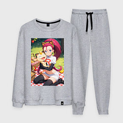 Костюм хлопковый мужской Джесси и Мяут на пикнике, цвет: меланж