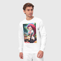 Костюм хлопковый мужской Джесси и Мяут на пикнике, цвет: белый — фото 2