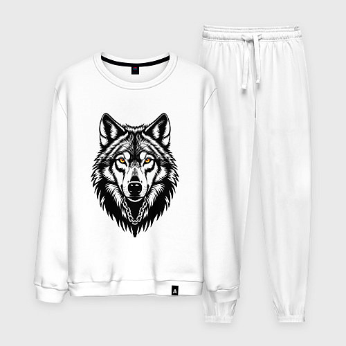 Мужской костюм Волк с желтыми глазами / Белый – фото 1
