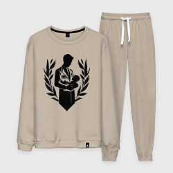 Костюм хлопковый мужской Врач с младенцем в руках, цвет: миндальный