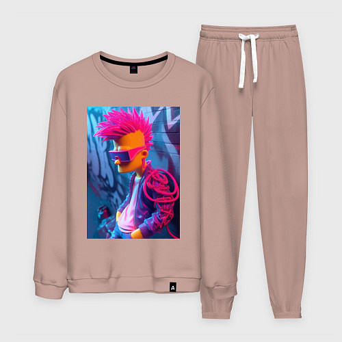 Мужской костюм Bart Simpson - punk / Пыльно-розовый – фото 1