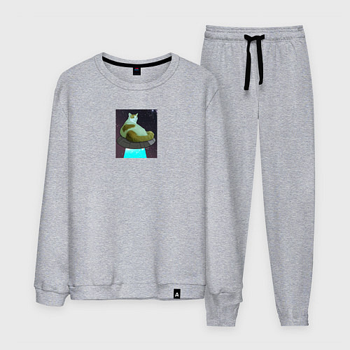 Мужской костюм Кото мем на тарелке инопланетян / Меланж – фото 1