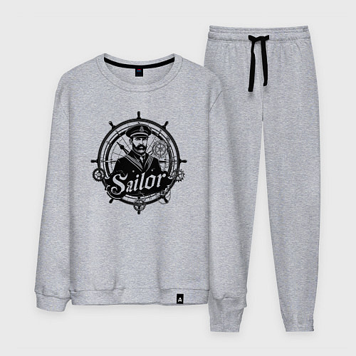 Мужской костюм Моряк капитан на штурвале / Меланж – фото 1