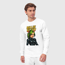 Костюм хлопковый мужской Билли Айлиш в стиле комикса, цвет: белый — фото 2