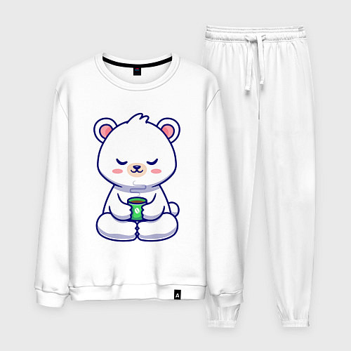 Мужской костюм Мишка на кофейном релаксе / Белый – фото 1