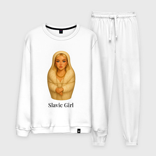 Мужской костюм Slavic girl белая матрёшка / Белый – фото 1