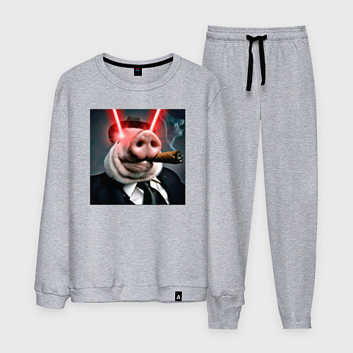 Мужской костюм Свинья жестко курит / Меланж – фото 1