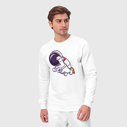 Костюм хлопковый мужской Супер космонавт в полёте, цвет: белый — фото 2