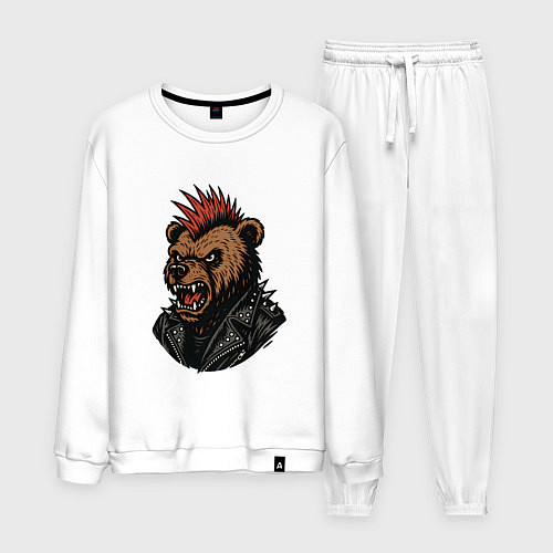 Мужской костюм Медведь панк / Белый – фото 1