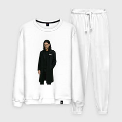 Костюм хлопковый мужской Задумчивый Bones, цвет: белый