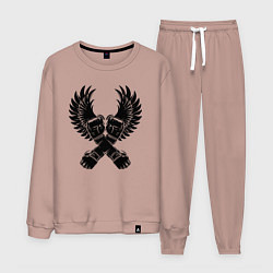Костюм хлопковый мужской ММА кулаки, цвет: пыльно-розовый