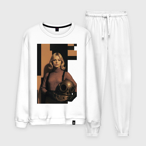 Мужской костюм Девушка водолаз ретро-футуризм поп-арт 1970-е / Белый – фото 1