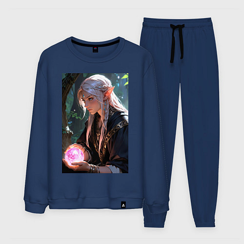 Мужской костюм Серьёзная эльфийка с магической сферой / Тёмно-синий – фото 1