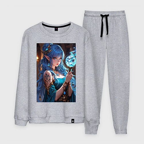 Мужской костюм Прекрасная эльийка-маг с посохом / Меланж – фото 1