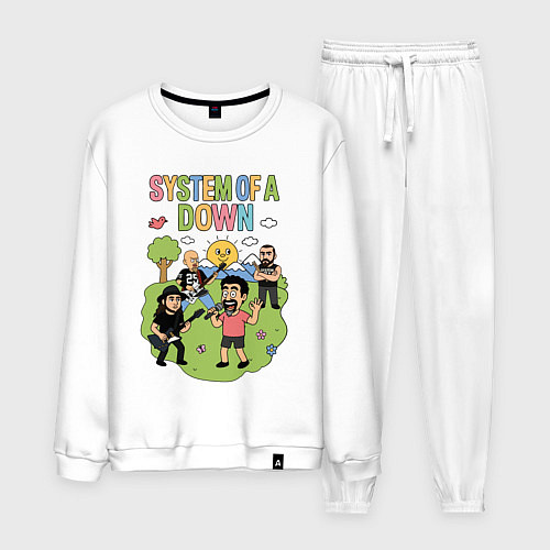 Мужской костюм System of a Down, мультяшный стиль / Белый – фото 1