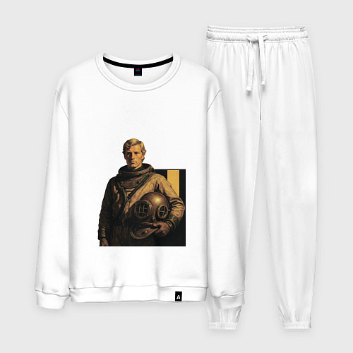 Мужской костюм Молодой мужчина водолаз ретрофутуризм поп-арт 1970 / Белый – фото 1