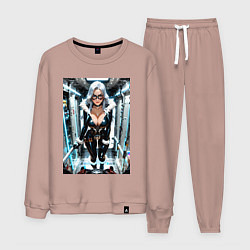 Костюм хлопковый мужской Черная кошка в сейфе банка, цвет: пыльно-розовый