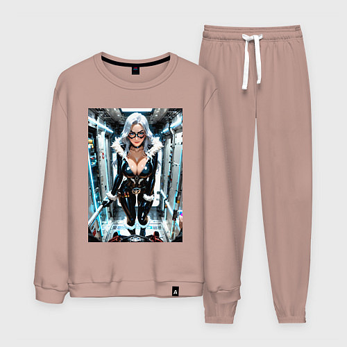 Мужской костюм Черная кошка в сейфе банка / Пыльно-розовый – фото 1