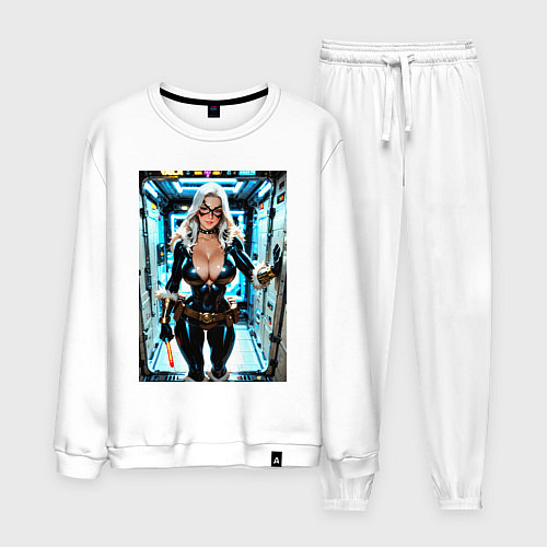 Мужской костюм Черная кошка в сейфе банка / Белый – фото 1