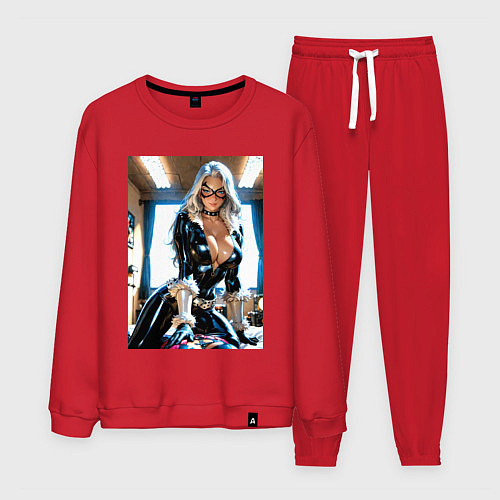 Мужской костюм Черная кошка в комнате / Красный – фото 1