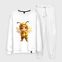 Костюм хлопковый мужской Девочка-пчелка в стили чиби, цвет: белый