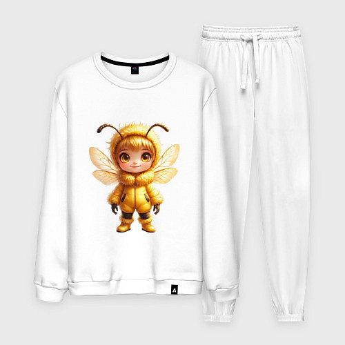 Мужской костюм Девочка-пчелка стоит улыбаясь / Белый – фото 1