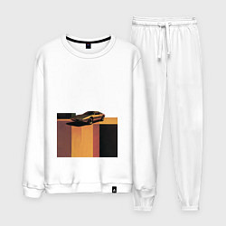 Костюм хлопковый мужской Ретрофутуризм спорткар поп-арт 1970-е, цвет: белый