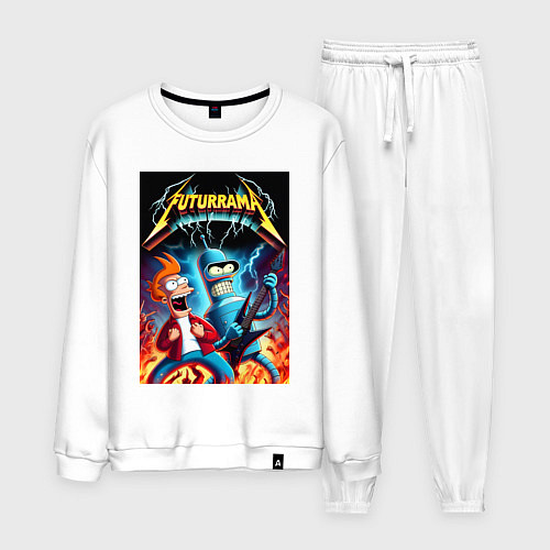 Мужской костюм Вокались Фрай и гитарист Бендер - рок группа Футур / Белый – фото 1