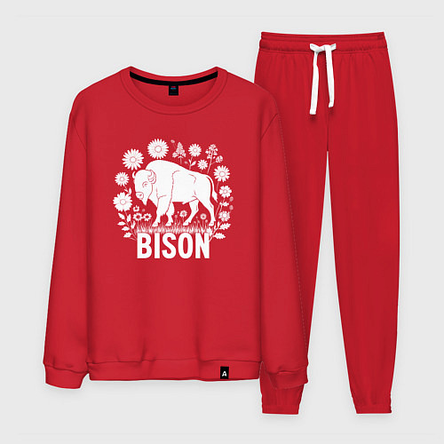 Мужской костюм Бизон среди ромашек / Красный – фото 1