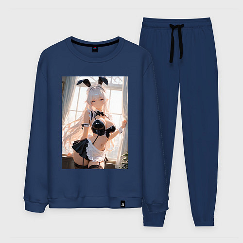 Мужской костюм Горничная-кролик с ушками в maid cafe / Тёмно-синий – фото 1