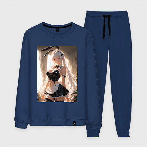 Мужской костюм Горничная-кролик с ушками в maid cafe / Тёмно-синий – фото 1