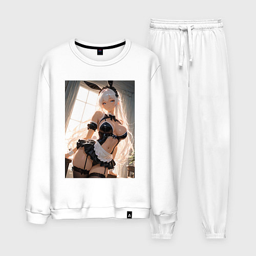 Мужской костюм Горничная-кролик с ушками в maid cafe / Белый – фото 1