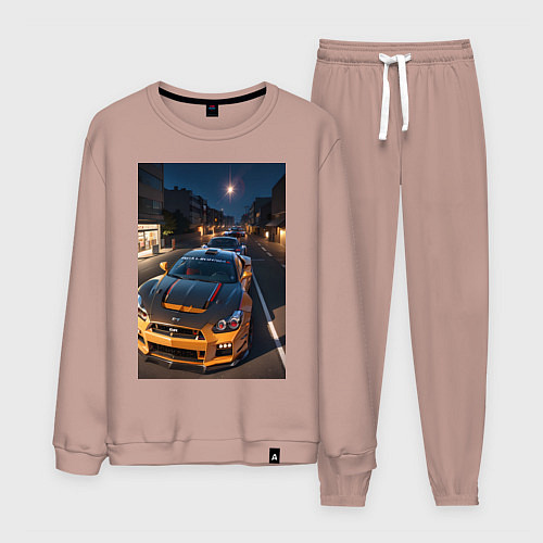 Мужской костюм Гонка суперкаров по ночным улицам / Пыльно-розовый – фото 1